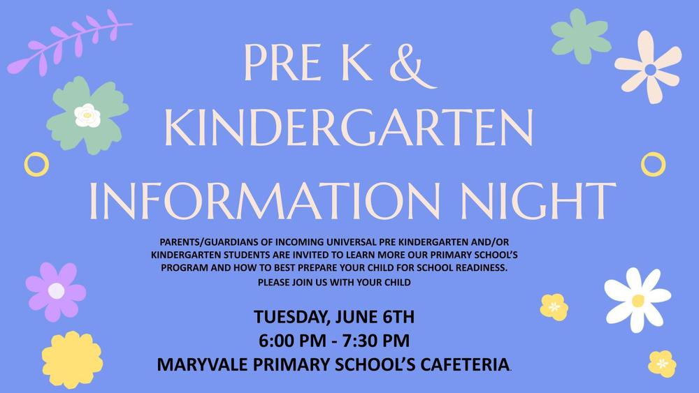Pre K & Kindergarten Information Night