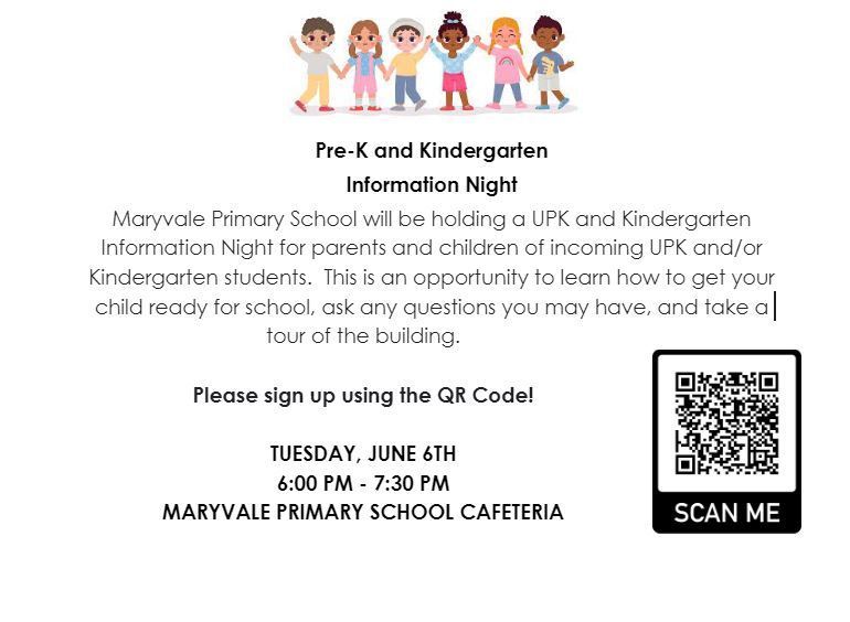 Pre-K and Kindergarten Information Night