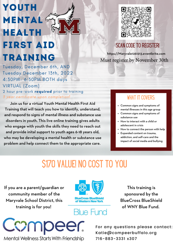  This Youth Mental Health First Aid Workshop is for all Maryvale Parents and Community members! 